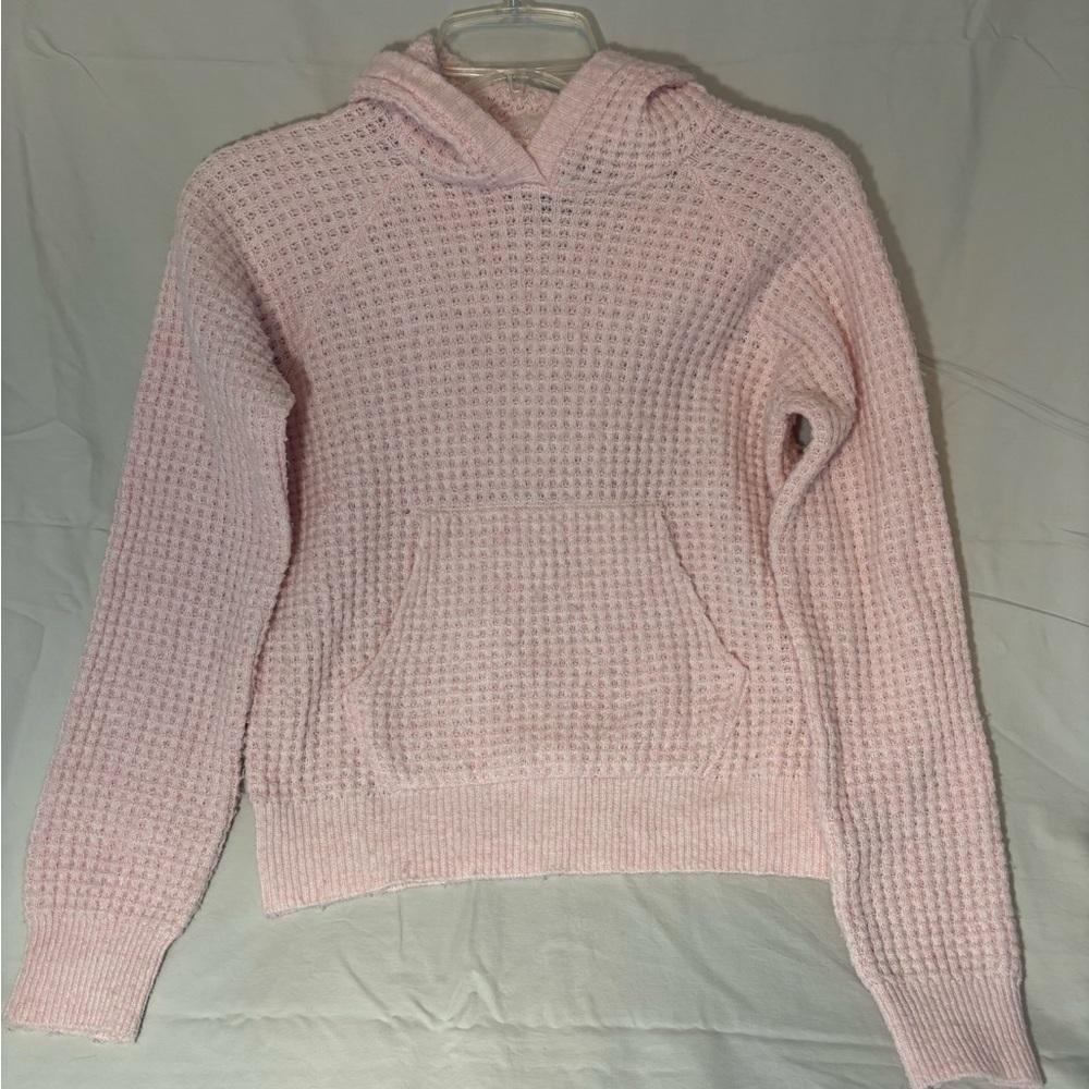 DKNY Soft Pink Waffle Knit Long Sleeve Sweater Girls Medium 10/12 NWT